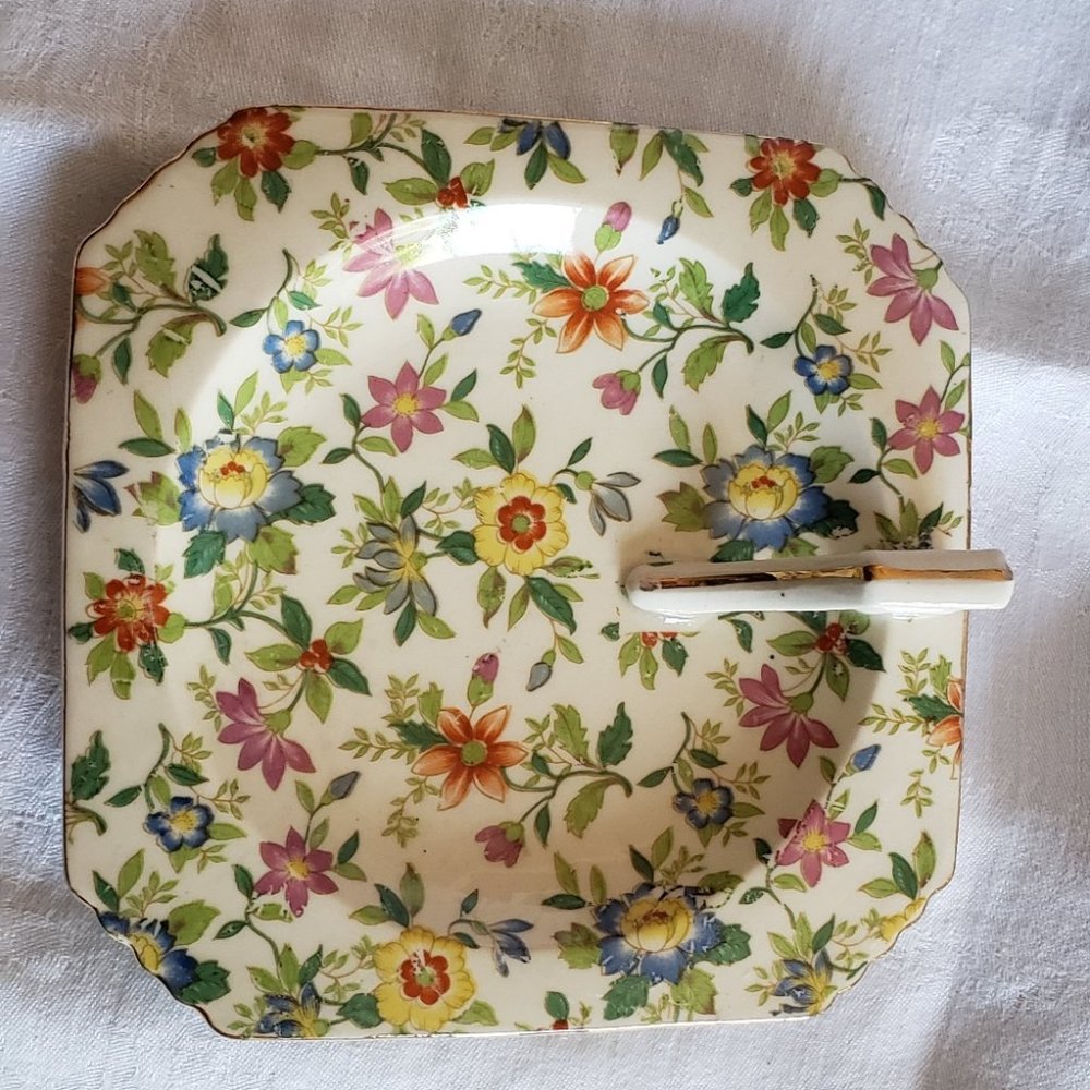 Vintage Square lemon plate with handle